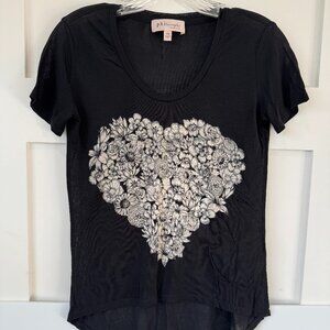 Philosophy Black T-shirt with Heart Design XS